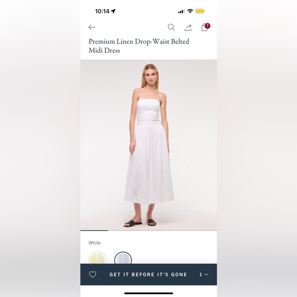 Abercrombie & Fitch White Strapless Midi Dress
